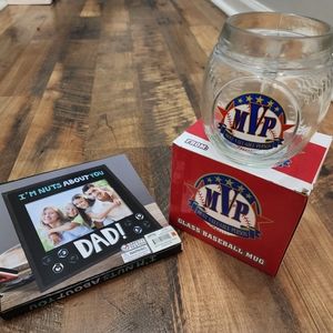 I'm Nuts about You Dad 4x6 Picture Frame & MVP Baseball Glass Mug Bundle, NWT